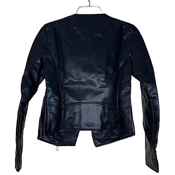 New Mango Black Marcmoto Moto Jacket US XS - Picture 3 of 8